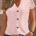 Spitzenbluse Damen | Sommerlicher Boho-Look mit Knopfleiste | Azelith