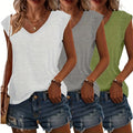 T-Shirt Damen | Lässige Sommermode mit V-Ausschnitt im 3er-Pack | Monika