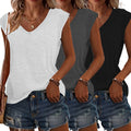T-Shirt Damen | Lässige Sommermode mit V-Ausschnitt im 3er-Pack | Monika