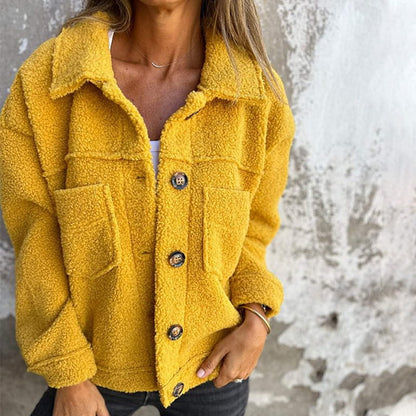 Teddyfleece-Jacke mit Knöpfen