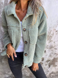 Teddyfleece-Jacke mit Knöpfen