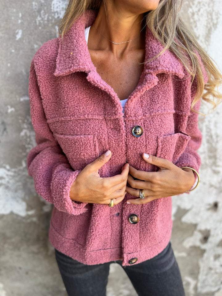 Teddyfleece-Jacke mit Knöpfen