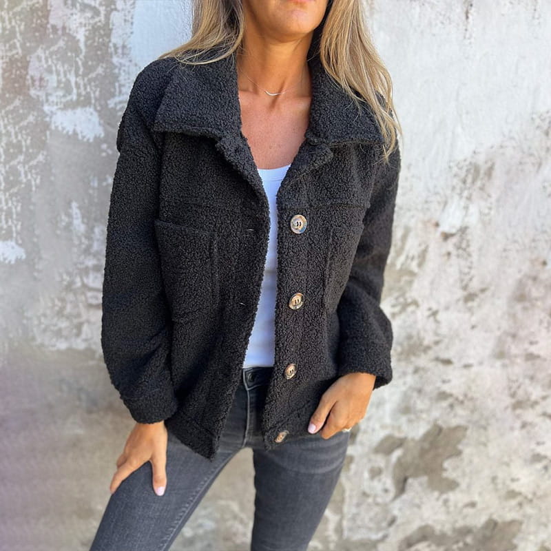 Teddyfleece-Jacke mit Knöpfen