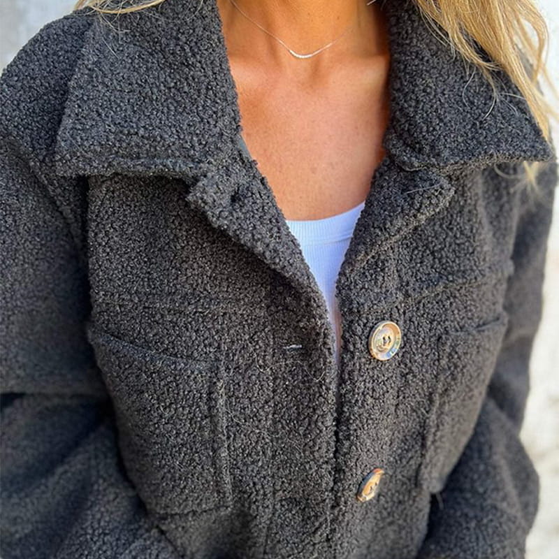 Teddyfleece-Jacke mit Knöpfen
