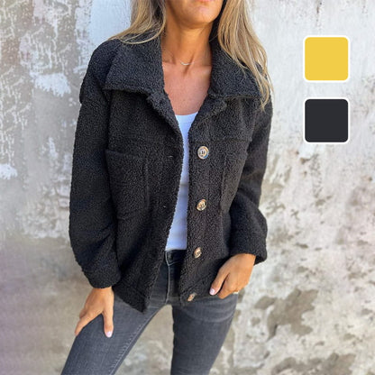 Teddyfleece-Jacke mit Knöpfen