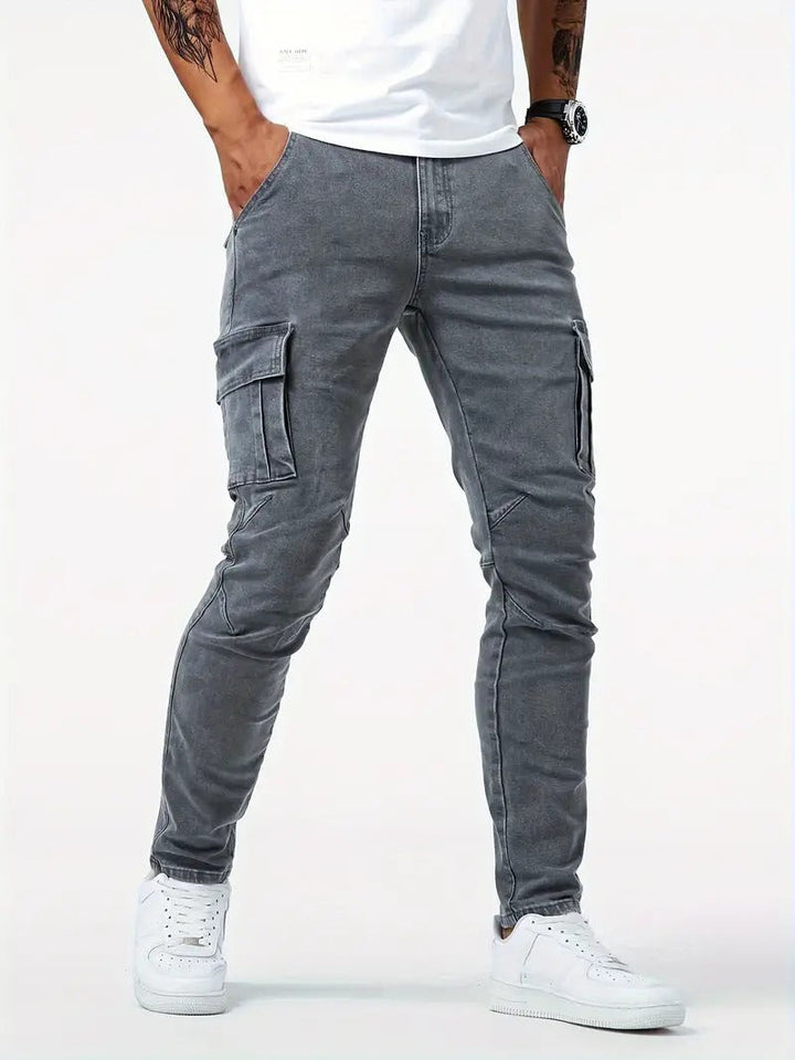 Herren Schlank Passform Cargo Jeans | Zahlreichen Taschen