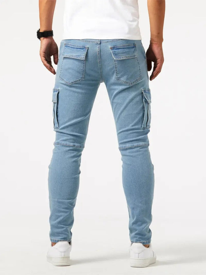 Herren Schlank Passform Cargo Jeans | Zahlreichen Taschen