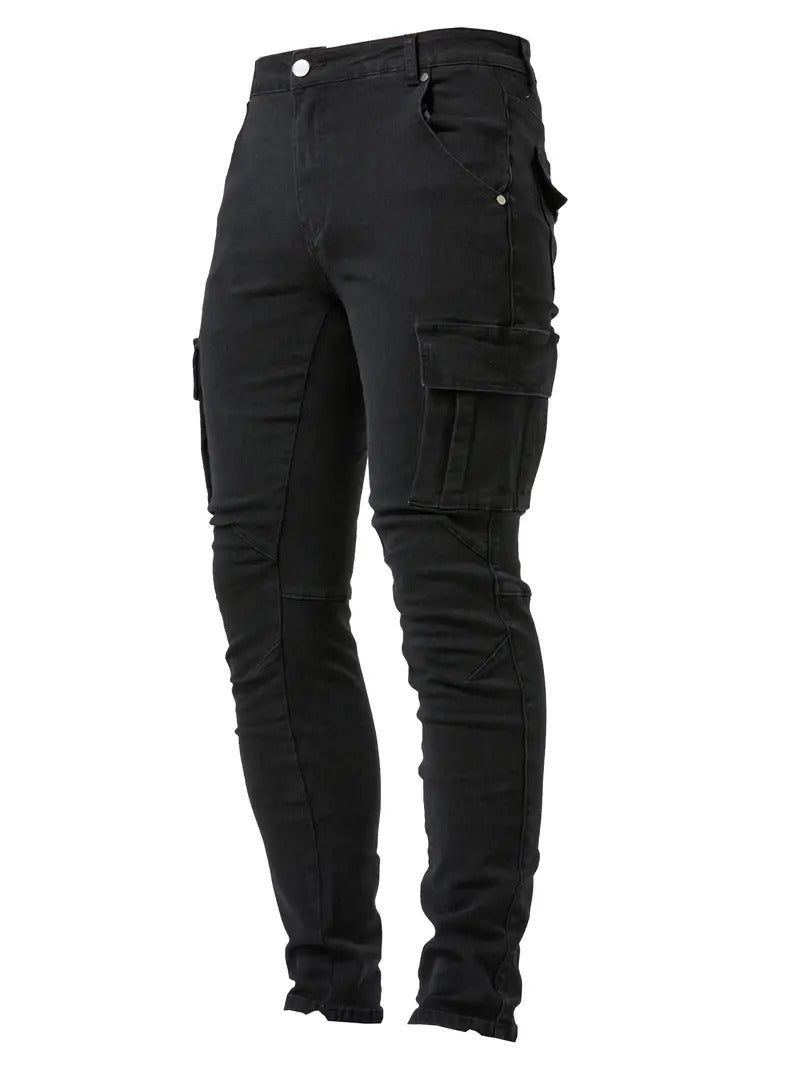 Herren Schlank Passform Cargo Jeans | Zahlreichen Taschen