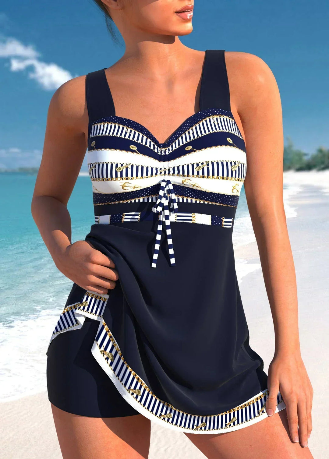 Tankini für Damen mit Herzausschnitt und breiten Trägern | Ärmellos