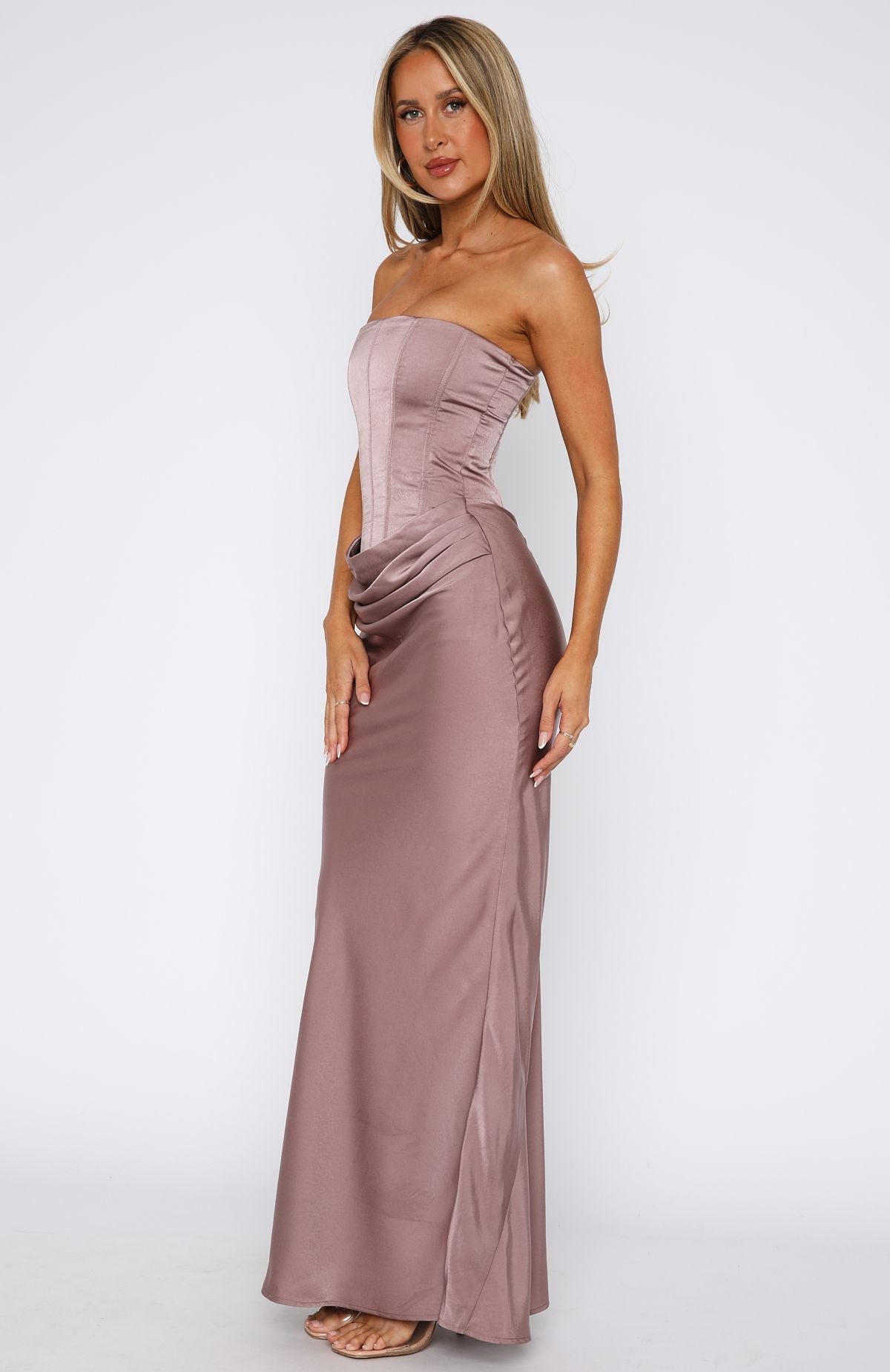 Abito Maxi Donna Senza Spalline | Arricciature