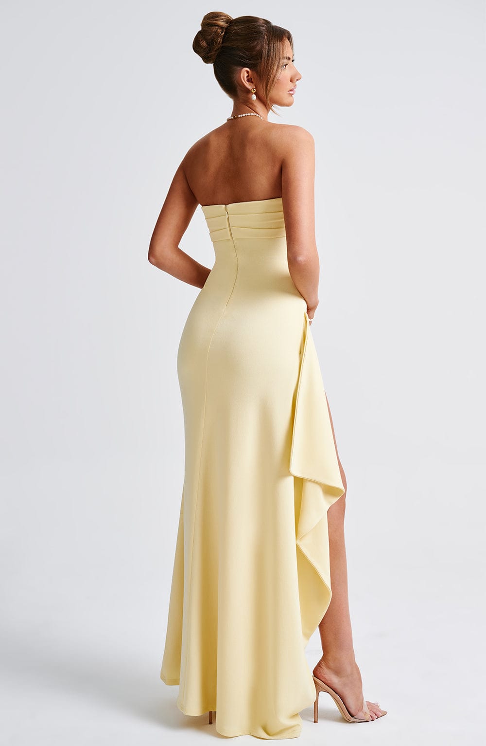 Damen Trägerloses Maxi Kleid | Hoher Schlitz Bodycon Kleid